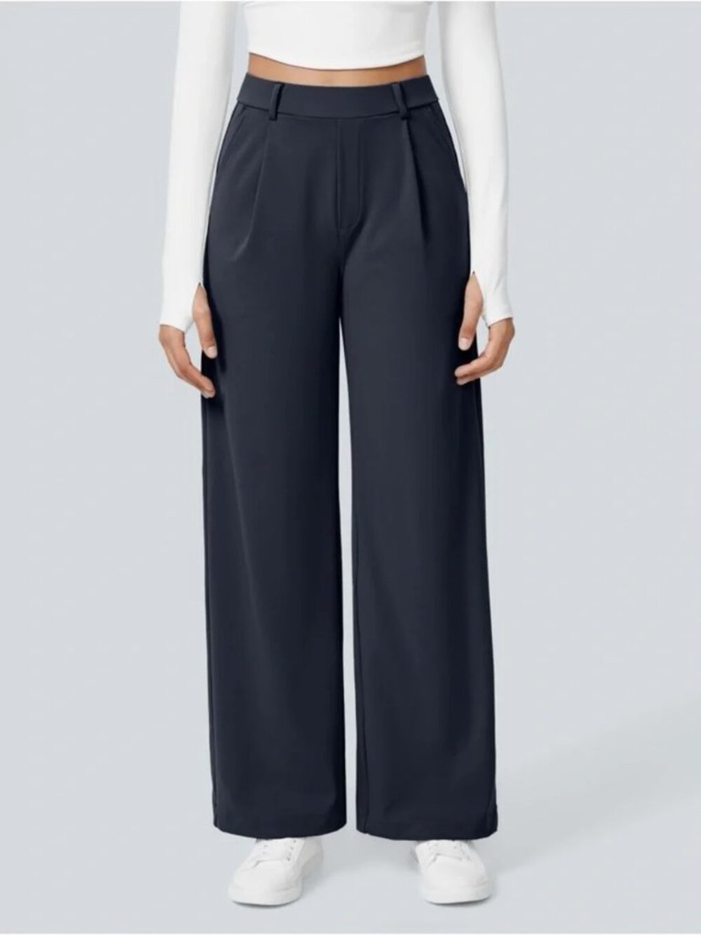 HALARA High Waisted Side Pocket Straight Leg Work Pants Size L Petite